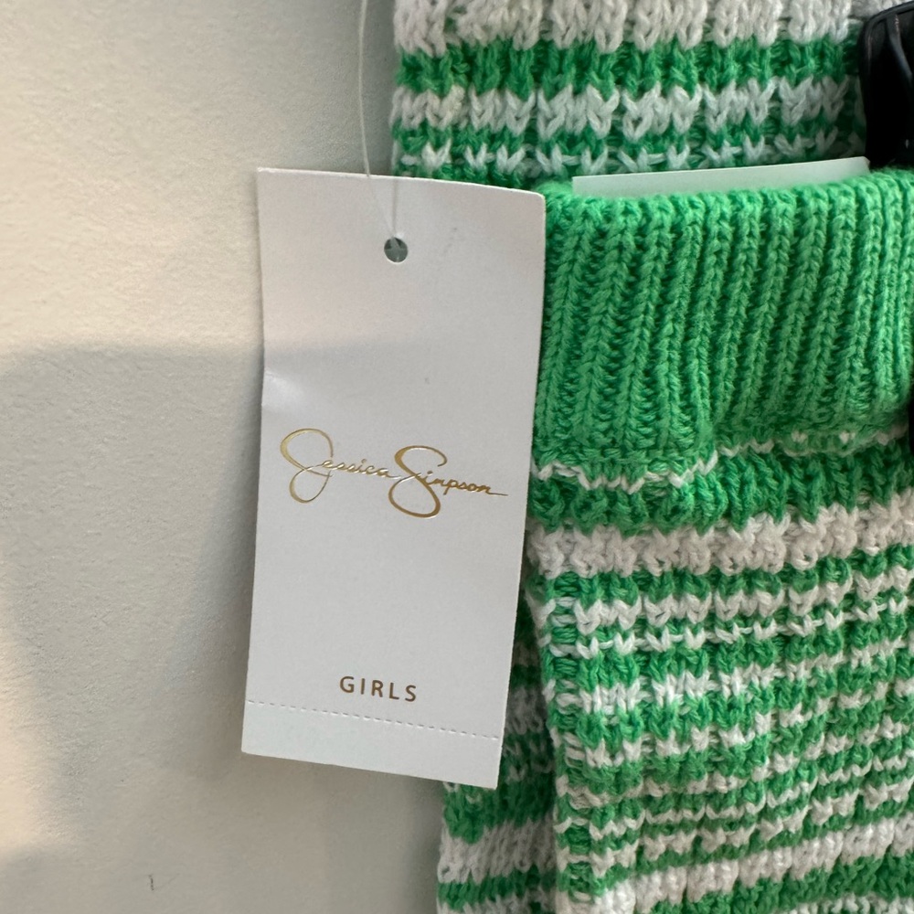 Jessica Simpson Green and White Striped Kids Knit Set, Sz M (8-10), NWT - Picture 4 of 10
